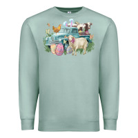 Seafoam Easter truck farm animals Easter Day Premium Sweatshirt - HowdyJamesFarm