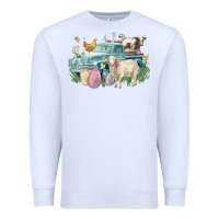 White Easter truck farm animals Easter Day Premium Sweatshirt - HowdyJamesFarm