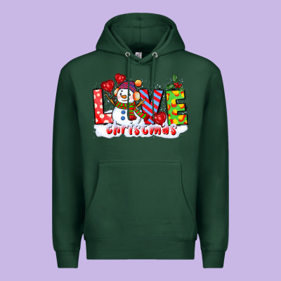 Love Christmas Snowman Premium Hoodie Designed By Cowgirlartshop