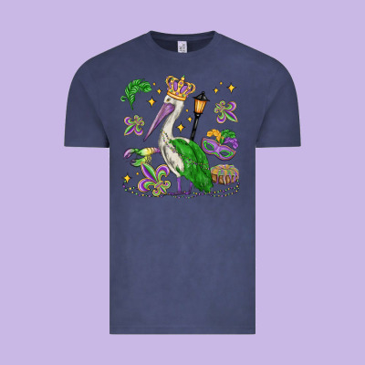Mardi Gras Pelican Vintage Tee Designed By Maliassmallbusiness