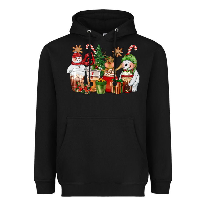 Christmas Polar Bear Reindeer And Snowman Coffee C Heavyweight Hoodie by CowGirlArtShop | Teevron