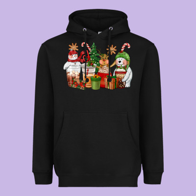 Christmas Polar Bear Reindeer And Snowman Coffee C Heavyweight Hoodie Designed By Cowgirlartshop