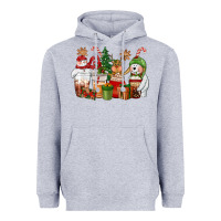 Heather Grey christmas polar bear reindeer and snowman coffee c Heavyweight Hoodie - CowGirlArtShop
