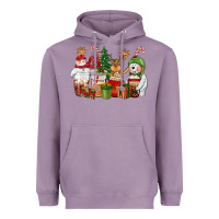 Lavender christmas polar bear reindeer and snowman coffee c Heavyweight Hoodie - CowGirlArtShop