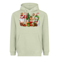 Matcha christmas polar bear reindeer and snowman coffee c Heavyweight Hoodie - CowGirlArtShop