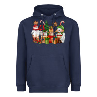 Navy christmas polar bear reindeer and snowman coffee c Heavyweight Hoodie - CowGirlArtShop