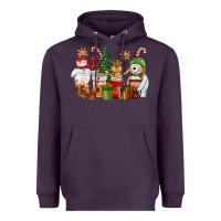 Plum christmas polar bear reindeer and snowman coffee c Heavyweight Hoodie - CowGirlArtShop