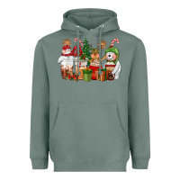 Sage christmas polar bear reindeer and snowman coffee c Heavyweight Hoodie - CowGirlArtShop