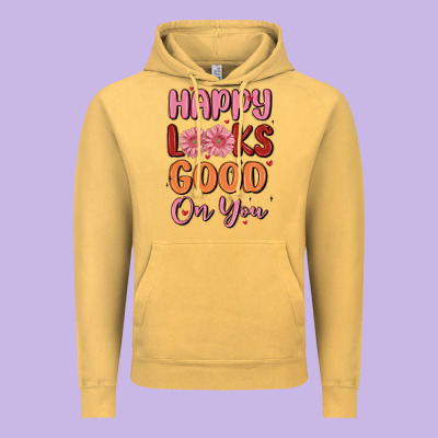 Happy Looks Good On You Vintage Hoodie Designed By Maliassmallbusiness