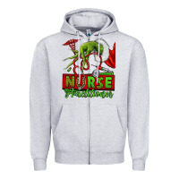 Heather Grey Christmas Character Nurse Zipper Hoodie - NancyCooperArtShop