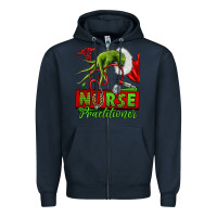 Navy Christmas Character Nurse Zipper Hoodie - NancyCooperArtShop
