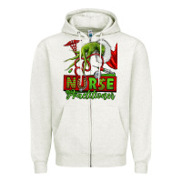 Oatmeal Heather Christmas Character Nurse Zipper Hoodie - NancyCooperArtShop