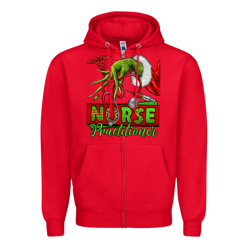 Christmas Character Nurse Zipper Hoodie by NancyCooperArtShop | Teevron