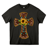 Asphalt leopard gemstone sunflower cross Heavy Core Tee - JahusDesignShop