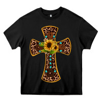 Black leopard gemstone sunflower cross Heavy Core Tee - JahusDesignShop