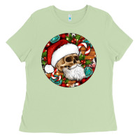 Matcha Christmas hippie skeleton santa ornament Ladies Tee - Artiststas
