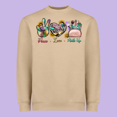 Peace Love Make Up Heavyweight Sweatshirt Designed By Bundleandbundleshop