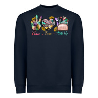 Navy Peace Love Make Up Heavyweight Sweatshirt - BundleAndBundleShop