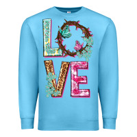 Ocean Blue Love crown of the thorns Easter Day Premium Sweatshirt - HowdyJamesFarm