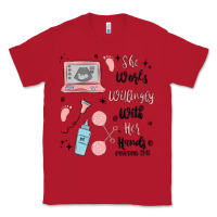 Red she works willingly with her hands Classic Tee - MaliasSmallBusiness