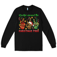 Black Rockin' Around The Christmas Tree Long Sleeve Tee - BundleAndBundleShop