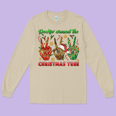 Rockin' Around The Christmas Tree Long Sleeve Tee Designed By Bundleandbundleshop
