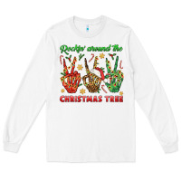 White Rockin' Around The Christmas Tree Long Sleeve Tee - BundleAndBundleShop