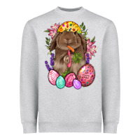 Heather Grey Rabbit And Carrot Easter Heavyweight Sweatshirt - BundleAndBundleShop