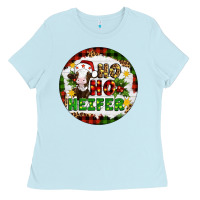Baby Blue Christmas ho ho heifer Ladies Tee - Artiststas