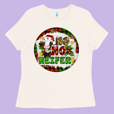 Christmas Ho Ho Heifer Ladies Tee Designed By Artiststas