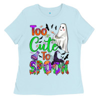 Baby Blue too cute to spook Ladies Tee - BundleAndBundleShop