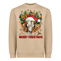 Mushroom Merry Christmas With Bull skull Heavyweight Sweatshirt - BundleAndBundleShop