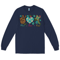Navy Peace Love Cross Long Sleeve Tee - BundleAndBundleShop
