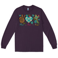 Plum Peace Love Cross Long Sleeve Tee - BundleAndBundleShop