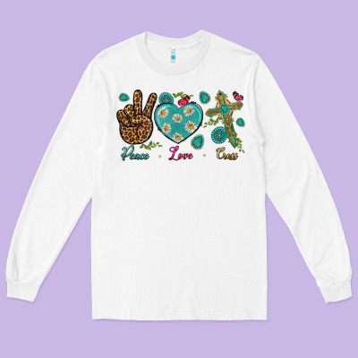 Peace Love Cross Long Sleeve Tee Designed By Bundleandbundleshop