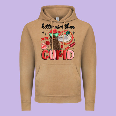Better Aim Than Cupid With Dog And Duck Vintage Hoodie Designed By Maliassmallbusiness