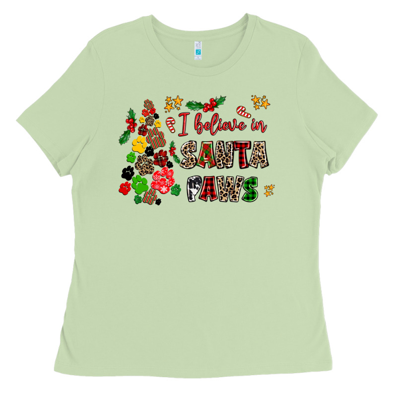 I Believe In Santa Paws Ladies Tee by AdoDesignShop | Teevron