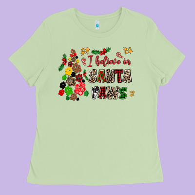 I Believe In Santa Paws Ladies Tee Designed By Adodesignshop