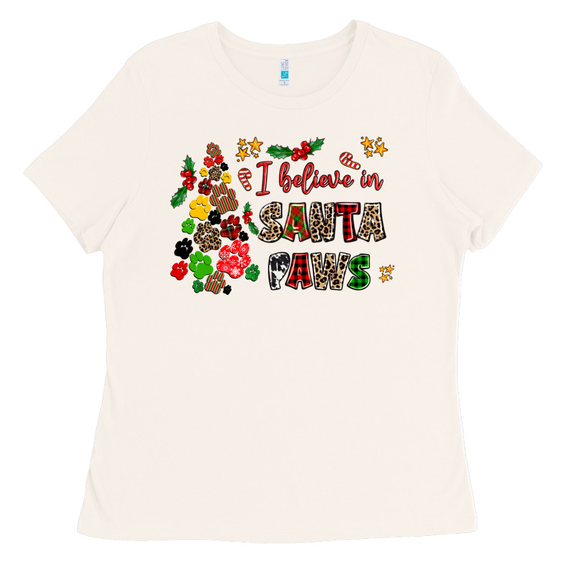 I Believe In Santa Paws Ladies Tee by AdoDesignShop | Teevron