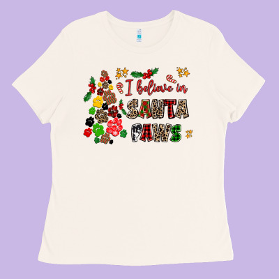 I Believe In Santa Paws Ladies Tee Designed By Adodesignshop
