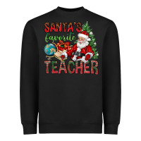 Black Santa's Favorite Teacher Heavyweight Sweatshirt - BundleAndBundleShop
