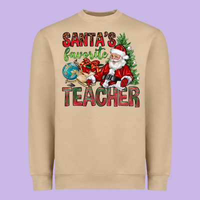 Santa's Favorite Teacher Heavyweight Sweatshirt Designed By Bundleandbundleshop