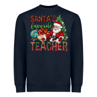 Navy Santa's Favorite Teacher Heavyweight Sweatshirt - BundleAndBundleShop