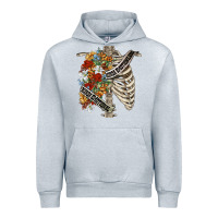 Heather Grey kinda emotionless kinda emotional skeleton chest Urban Hoodie - FaDigitalArtStudio