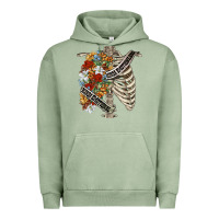 Pigment Oil Green kinda emotionless kinda emotional skeleton chest Urban Hoodie - FaDigitalArtStudio