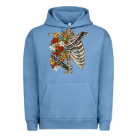 Pigment Pebble Blue kinda emotionless kinda emotional skeleton chest Urban Hoodie - FaDigitalArtStudio