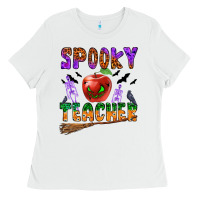 White spooky teacher Ladies Tee - BundleAndBundleShop