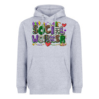 Heather Grey social worker mardi gras cowgirl Heavyweight Hoodie - CowGirlArtShop