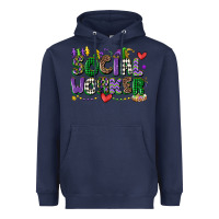 Navy social worker mardi gras cowgirl Heavyweight Hoodie - CowGirlArtShop