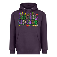 Plum social worker mardi gras cowgirl Heavyweight Hoodie - CowGirlArtShop